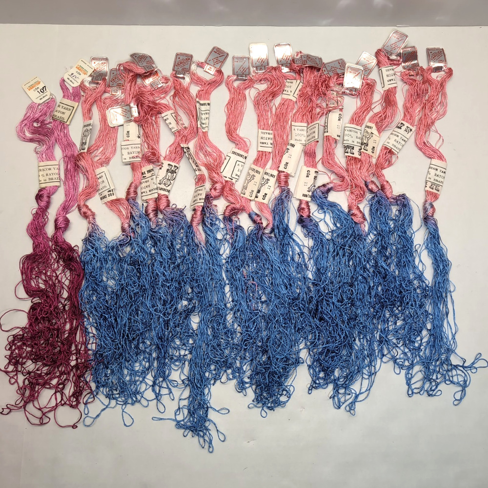 Lot of 19 Varicor‎ Embroidery Thread Yarn Skeins #11 Pink Blue #107 Wine Brazil